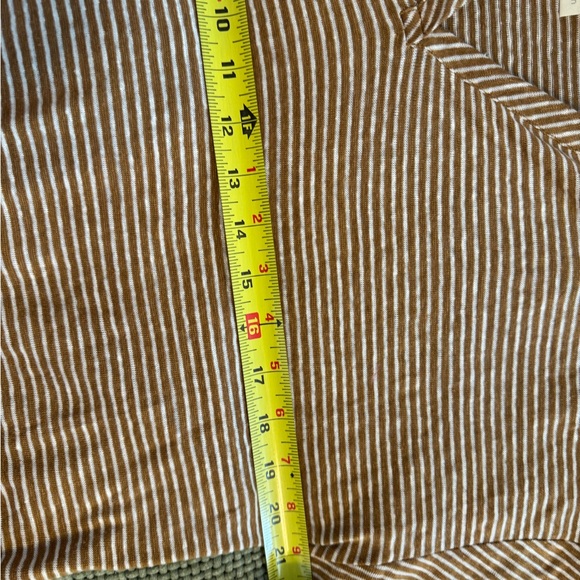 C & C Striped Hoodie Tan & Cream Women's Top, Roll Tab Sleeves. Size Large - Picture 11 of 13